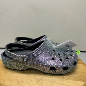 NWT Crocs Classic Glitter Clog Purple Multicolor Rubber Men's 10 Women's 12